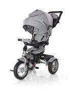 LORELLI Tricicleta pentru copii Neo Air Grey Luxe 4 in 1 multifunctionala roti mari gonflabile spatar inalt reglabil sezut rotativ 2 tipuri de suport pentru picioare si dispozitiv de franare