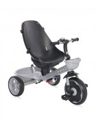 LORELLI Tricicleta pentru copii Voyage Grey cu sezut reversibil spatar reglabil pe 2 pozitii maner cu control al directiei cosulet pentru accesorii 2 tipuri de suporti pentru picioare si roti mari din cauciuc Eva