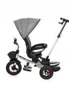 LORELLI Tricicleta pentru copii Zippy Air Graphite control parental 12-36 luni cu scaun reversibil rotire 360 grade spatar reglabil pe multiple pozitii roti din cauciuc cu camera si 2 tipuri de suport pentru picioare