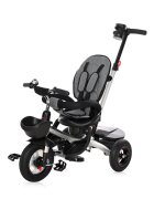 LORELLI Tricicleta pentru copii Zippy Air Graphite control parental 12-36 luni cu scaun reversibil rotire 360 grade spatar reglabil pe multiple pozitii roti din cauciuc cu camera si 2 tipuri de suport pentru picioare