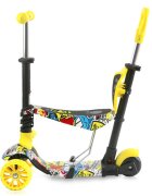 LORELLI Trotineta Draxter Graffiti Smile cu sezut spatar maner parental roti din silicon cu Led ghidon reglabil greutate admisa 20 kg