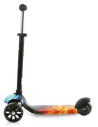 LORELLI Trotineta Draxter Red Flame cu sezut spatar maner parental roti din silicon cu Led ghidon reglabil greutate admisa 20 kg