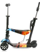 LORELLI Trotineta Draxter Red Flame cu sezut spatar maner parental roti din silicon cu Led ghidon reglabil greutate admisa 20 kg