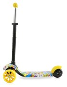 LORELLI Trotineta pentru copii Draxter Graffiti Smile ghidon reglabil roti din silicon cu Led greutate admisa 20 kg 3 ani+