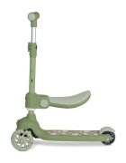LORELLI Trotineta pentru copii Jetster Plus Green 3 ani+ pana la 20 kg scaun pliabil si reglabil roti din poliuretan cu led