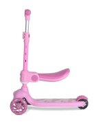 LORELLI Trotineta pentru copii Jetster Plus Pink 3 ani+ pana la 20 kg scaun pliabil si reglabil roti din poliuretan cu led