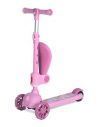 LORELLI Trotineta pentru copii Jetster Plus Pink 3 ani+ pana la 20 kg scaun pliabil si reglabil roti din poliuretan cu led