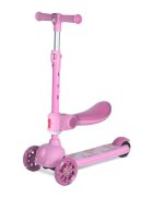 LORELLI Trotineta pentru copii Jetster Plus Pink 3 ani+ pana la 20 kg scaun pliabil si reglabil roti din poliuretan cu led