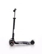 LORELLI Trotineta pentru copii Rapid Black Flash 4 roti LED ghidon reglabil pliabila greutate suportata 50 kg varsta 5 ani+