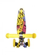LORELLI Trotineta pentru copii Rapid Yellow Graffiti 4 roti LED ghidon reglabil pliabila greutate suportata 50 kg varsta 5 ani+