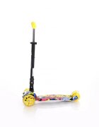 LORELLI Trotineta pentru copii Rapid Yellow Graffiti 4 roti LED ghidon reglabil pliabila greutate suportata 50 kg varsta 5 ani+