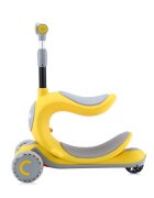 LORELLI Trotineta pentru copii Trio Yellow pliabila roti din silicon cu Led ghidon reglabil sezut detasabil greutate admisa 50 kg 3 ani+