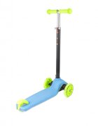 LORELLI Trotineta pentru copii Yuppee Blue Green pliabila roti din silicon cu Led ghidon reglabil greutate admisa 50 kg 3 ani+