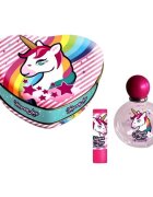 Lorenay Set apa de toaleta si balsam de buze Unicorn Love caseta metalica Heart