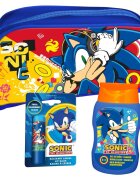 Lorenay Set cosmetic pentru baieti Sonic the Hedgehog cu spumant de baie si sampon 200 ml balsam de buze 4 g si borseta Sega