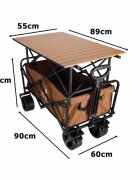 Luaro Carucior de transport universal 2 in 1 Ikonka Brown model pliabil cu maner reglabil sasiu din otel rezistent buzunare exterioare si Masuta de campare inclusa