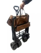 Luaro Carucior de transport universal 2 in 1 Ikonka Brown model pliabil cu maner reglabil sasiu din otel rezistent buzunare exterioare si Masuta de campare inclusa