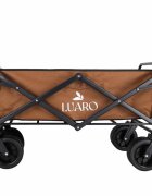 Luaro Carucior de transport universal 2 in 1 Ikonka Brown model pliabil cu maner reglabil sasiu din otel rezistent buzunare exterioare si Masuta de campare inclusa