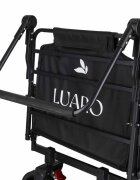 Luaro Carucior transportor transformabil in sezlong de plajacamping Ikonka black cadru solid din otel material Oxford 600D maner telescopic reglabil include pernuta