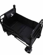 Luaro Carucior transportor transformabil in sezlong de plajacamping Ikonka black cadru solid din otel material Oxford 600D maner telescopic reglabil include pernuta