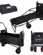 Luaro Carucior transportor transformabil in sezlong de plajacamping Ikonka black cadru solid din otel material Oxford 600D maner telescopic reglabil include pernuta