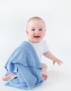 LullaLove Paturica crosetata din bambus si bumbac 80x100 cm Albastru