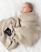 LullaLove Paturica crosetata din bambus si bumbac 80x100 cm model Coffee