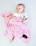 LullaLove Paturica crosetata din bambus si bumbac Candy Pink 80x100 cm