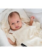 LullaLove Paturica crosetata din bambus si bumbac model Daisy Coconut 80x100 cm