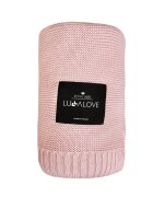LullaLove Paturica crosetata din bambus si bumbac model Powder Rose 80x100 cm