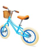 Maawo Bicicleta fara pedale pentru copii roti de 12 inch cu spite si anvelope pneumatice cadru din aliaj de magneziu design ergonomic Saua si ghidonul reglabile sarcina maxima 30 kg Cos impletit din rachita Blue Urban