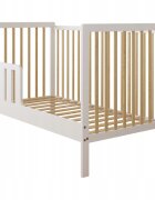 Magic kids Patut 2 in 1 Lumi alb-natur din Lemn cu somiera reglabila trepte detasabile si bariera transformare 120 x 60 cm