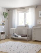 Magic kids Patut 2 in 1 Lumi casmir din lemn cu somiera reglabila trepte detasabile si bariera transformare 120 x 60 cm