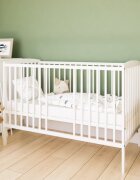 Magic kids Patut 2 in 1 Pure alb din lemn cu somiera reglabila trepte detasabile si bariera transformare 120 x 60 cm