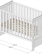 Magic kids Patut din lemn Pasarele alb cu laterala culisanta si protectie silicon pentru dentitie 120 x 60 cm