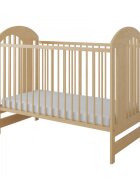 Magic kids Patut din lemn pentru copii Tymon natur 120 x 60 cm design modern cu somiera reglabila si 3 bare laterale detasabile 0-4 ani