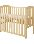 Magic kids Patut din lemn Tobi natural 100 x 50 cm cu laterala culisanta roti cu blocare si protectie silicon pentru dentitie