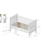 Magic kids Patut evolutiv Scarlet 2 in 1 pat bebe si pat prescolar cu somiera reglabila si protectii pentru dentitie 140 x 70 cm