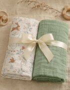 Magic kids Set 2 museline Botanical Nest din bumbac 70 x 70 cm