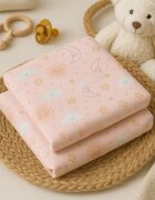Magic kids Set 2 scutece din finet pentru bebelusi Happy Skies Rose Moon Stars 70x80 cm