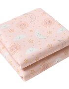 Magic kids Set 2 scutece din finet pentru bebelusi Happy Skies Rose Moon Stars 70x80 cm
