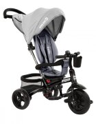 MAKANI Tricicleta pentru copii Xammy Light Grey multifunctionala cu spatar reglabil maner cu control al directiei roti din cauciuc Eva suport pentru pahar si gentuta accesorii