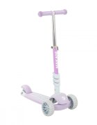 MAKANI Trotineta 3in1 BonBon Candy LilacRoti frontale cu lumini LEDFrana pe roata spateManer reglabil pe 3 nivele de inaltimeScaun reglabilPlacuta antiderapantaManere ergonomiceCosulet frontal inclus