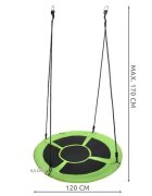 Malatec Leagan pentru copii rotund tip cuib de barza suspendat din tesatura Oxford 600D cadru din fier 4.5 x 100 x 180 cm Green