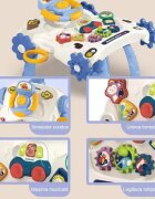 MalPlay Antemergator multifunctional 5 in 1 cu Volan ghidon reglabil Roti antiderapante angrenaje rotative dimensiune 40.5 x 43.5cm Blue Car