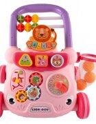 MalPlay Antepremergator cu Pian detasabil Cos de baschet cu 3 bile Ceas angrenaje rotative cu Muzica si sunete vesele 40 x 39 x 35 cm Lion Pink