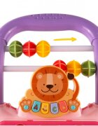 MalPlay Antepremergator cu Pian detasabil Cos de baschet cu 3 bile Ceas angrenaje rotative cu Muzica si sunete vesele 40 x 39 x 35 cm Lion Pink