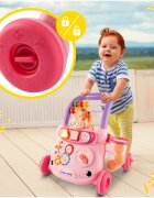 MalPlay Antepremergator cu Pian detasabil Cos de baschet cu 3 bile Ceas angrenaje rotative cu Muzica si sunete vesele 40 x 39 x 35 cm Lion Pink