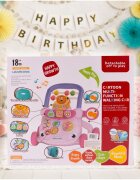 MalPlay Antepremergator cu Pian detasabil Cos de baschet cu 3 bile Ceas angrenaje rotative cu Muzica si sunete vesele 40 x 39 x 35 cm Lion Pink