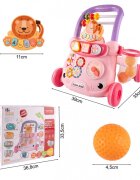 MalPlay Antepremergator cu Pian detasabil Cos de baschet cu 3 bile Ceas angrenaje rotative cu Muzica si sunete vesele 40 x 39 x 35 cm Lion Pink